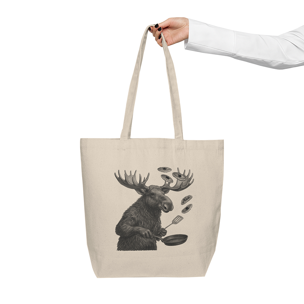 Moose Stacks and Antlers Canvas Tote