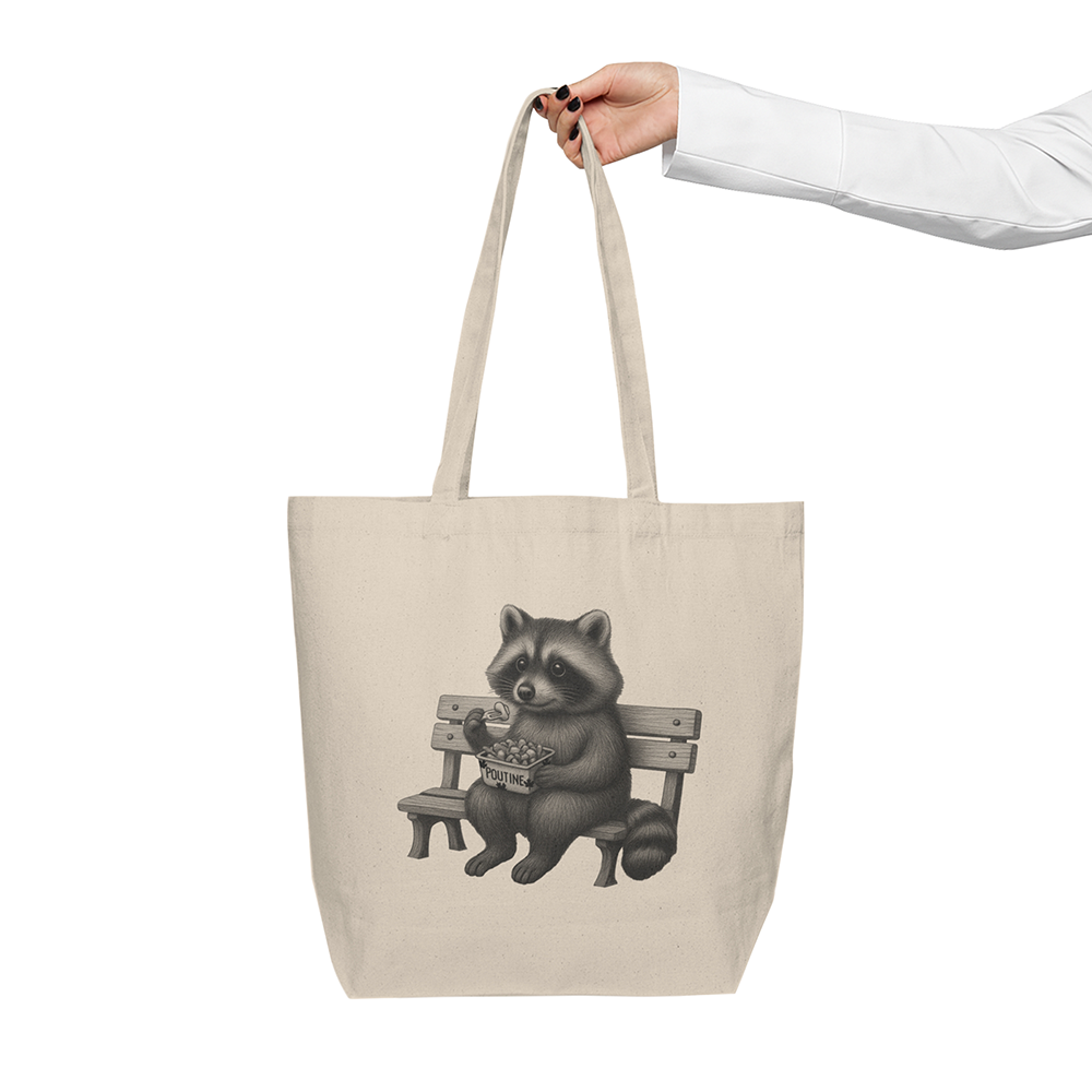 Raccoon's Poutine Night Canvas Tote
