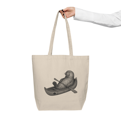 Sealaxing in a Canoe Canvas Tote